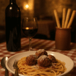 Hjemmelavet spaghetti med kødboller i tomatsovs