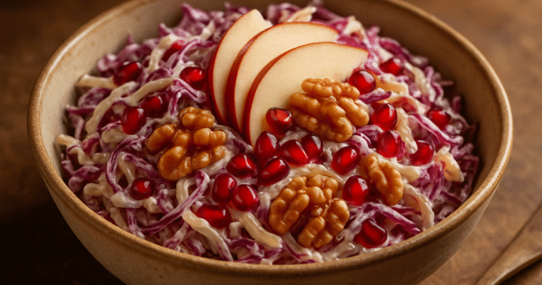 Sprød kålsalat med ristede valnødder