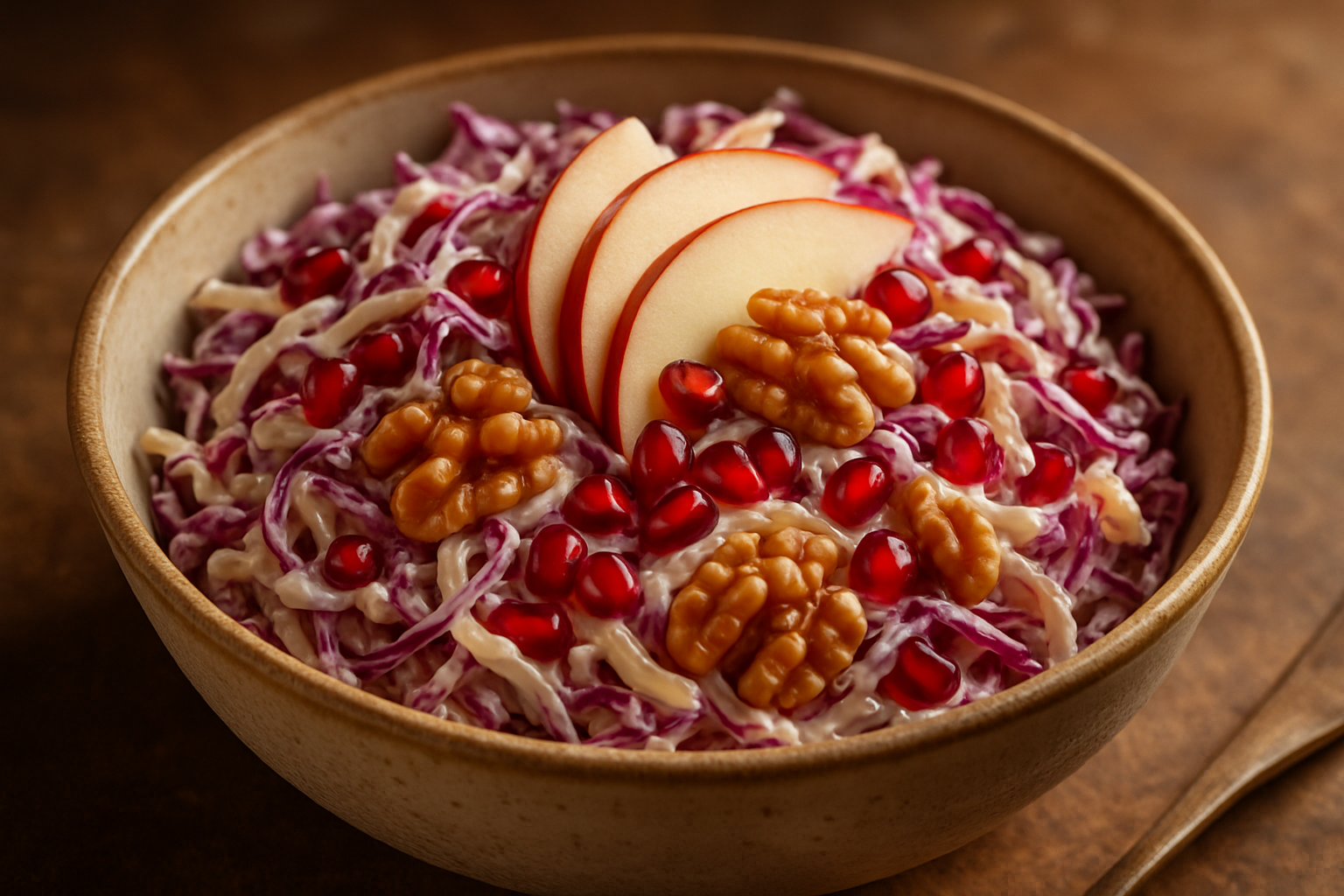 Sprød kålsalat med ristede valnødder